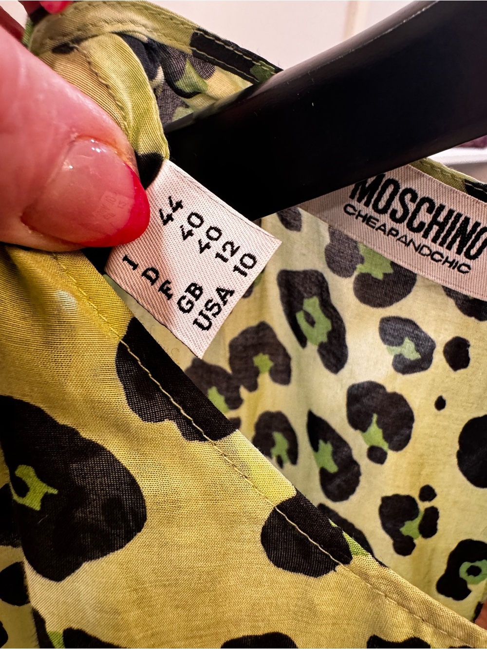 Moschino Y2K Vintage Green Sleeveless Leopard Print, Midi Dress, Silk, Ruched 10 - Picture 9 of 9
